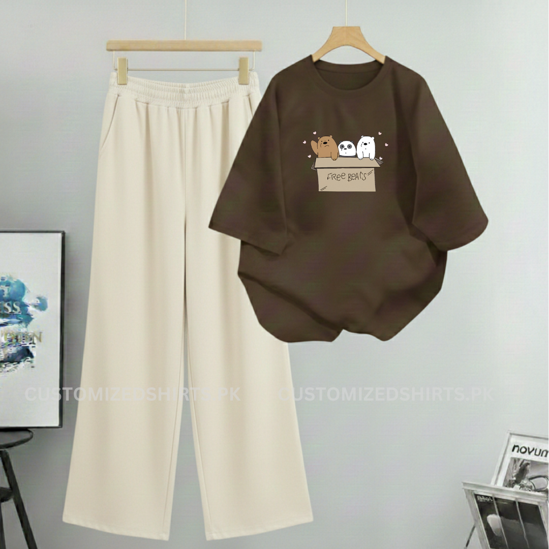 Free Bear Brown Tee & Beige Flapper