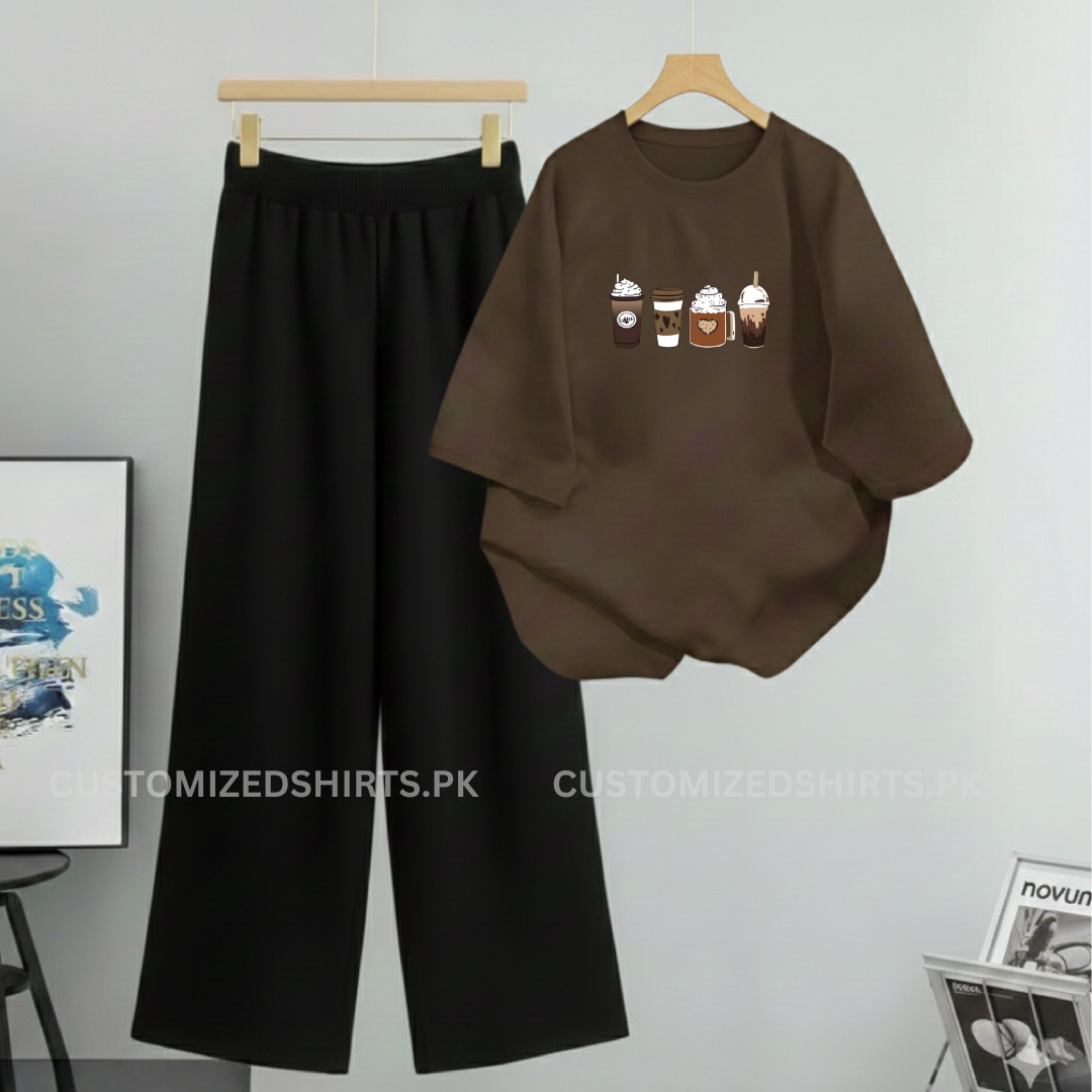 Coffee Brown Tee & Black Flapper