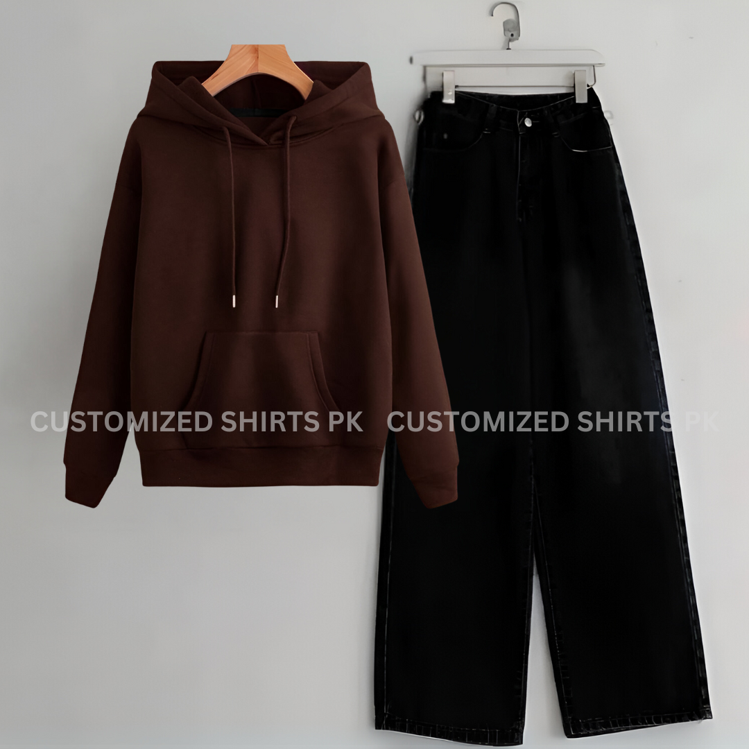 Brown Hoodie & Black Jeans