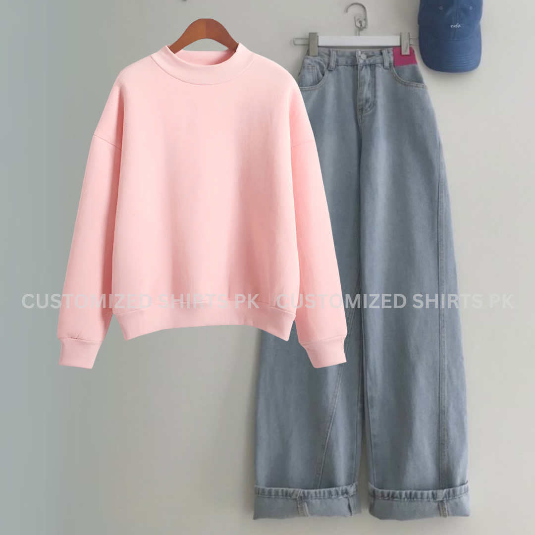 Pink Sweatshirt & Ice Blue Jeans