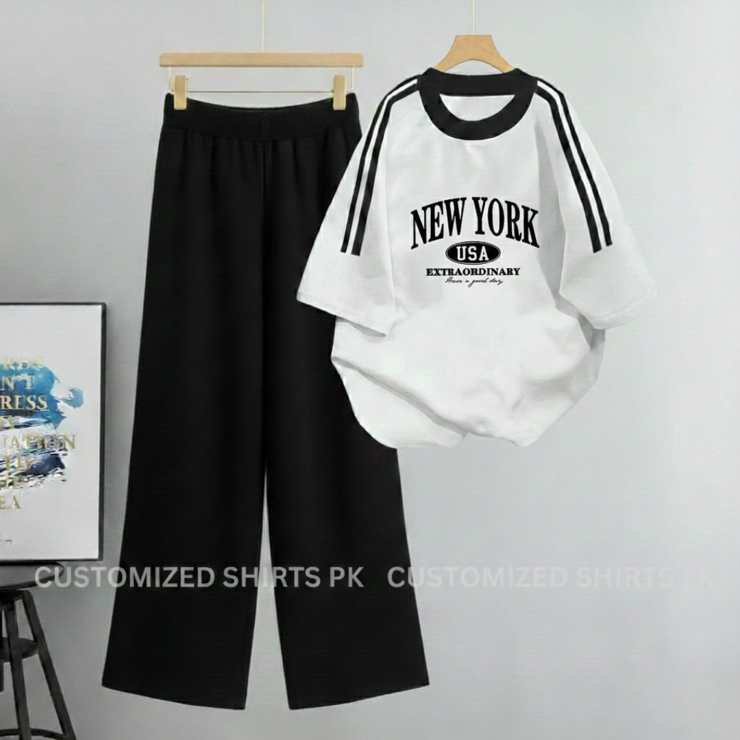NY White Oversized & Black Flapper