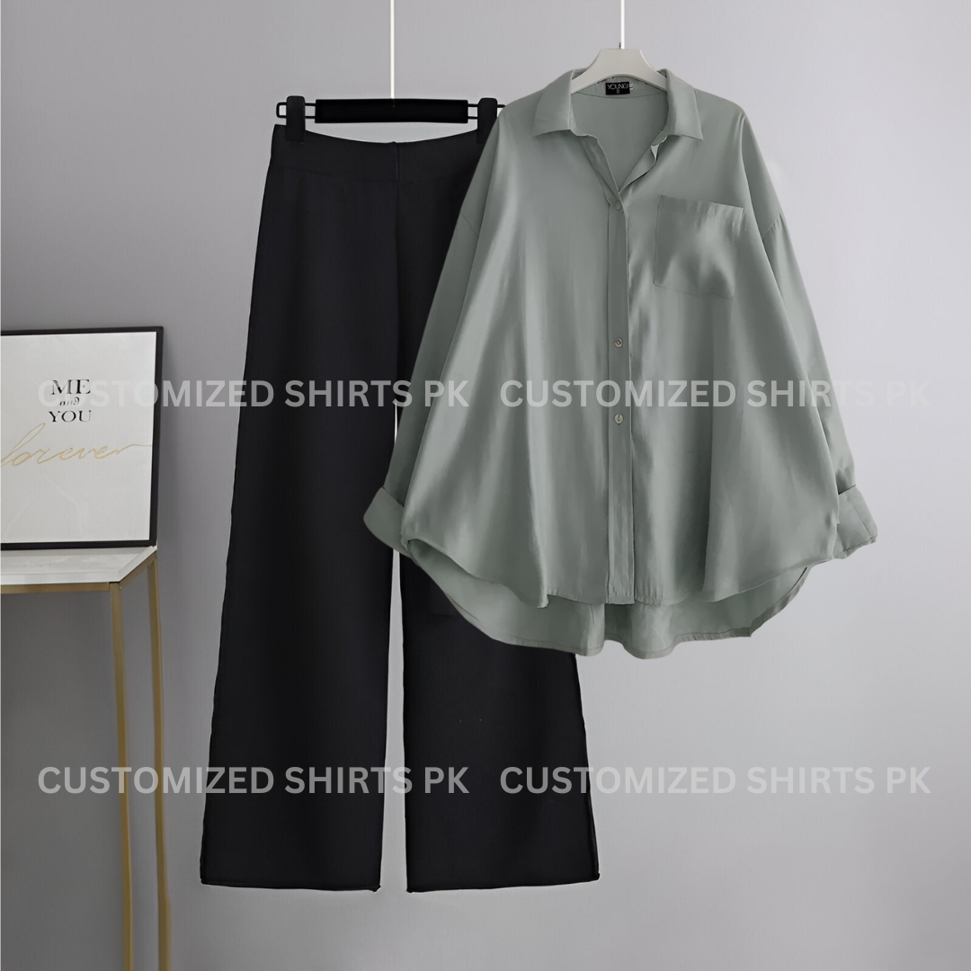 Grey Button Down & Black Flapper