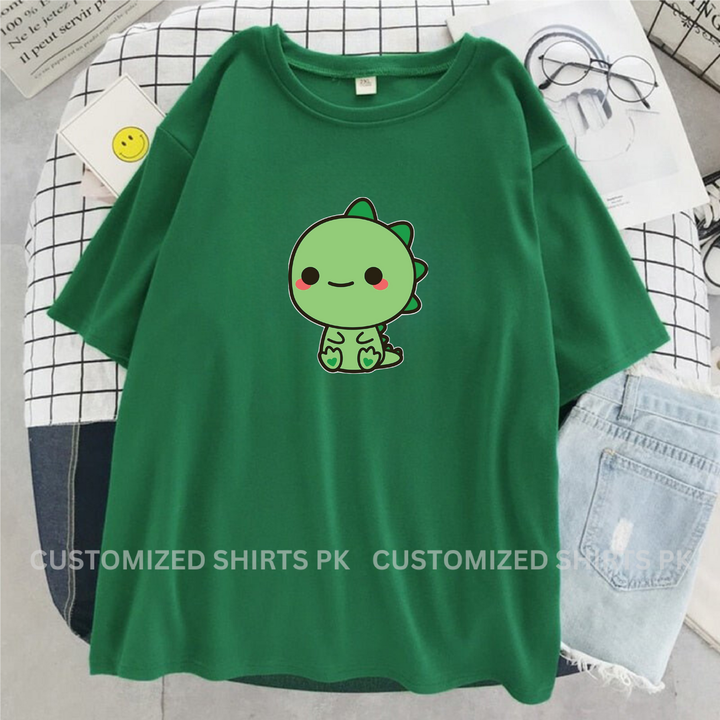Green Cute Cartoon T-shirt