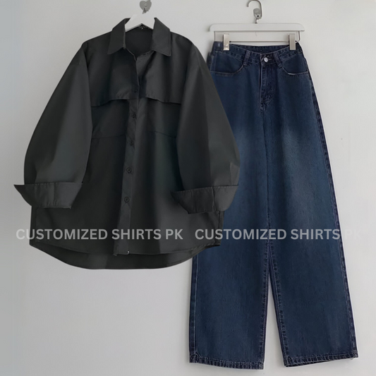 Black Button Down Shirt With Navy Jeans