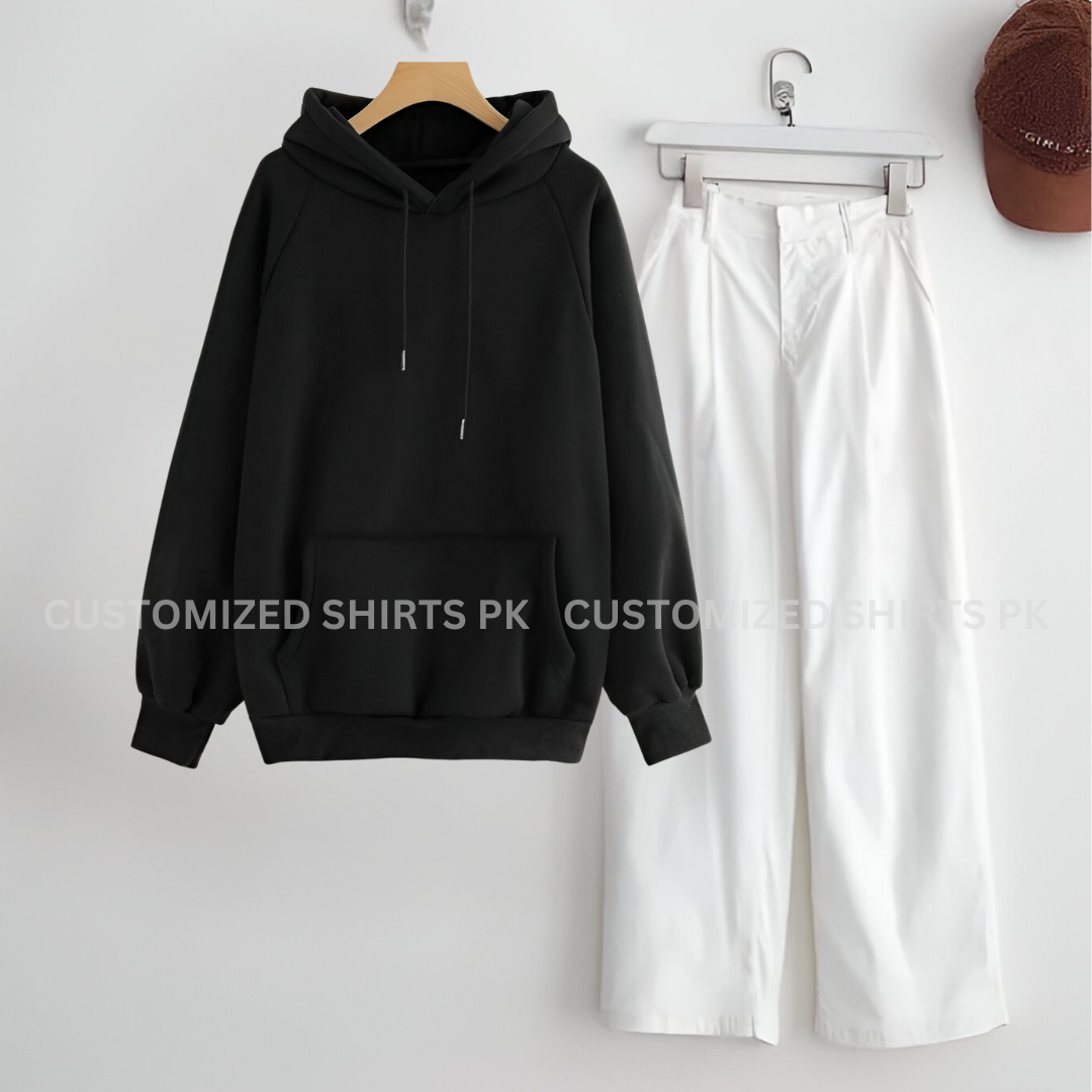 Black Hoodie & White Jeans