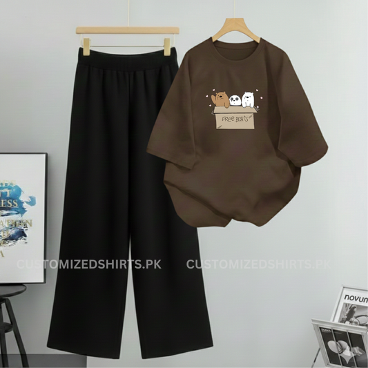 Free Bear Brown Tee & Black Flapper