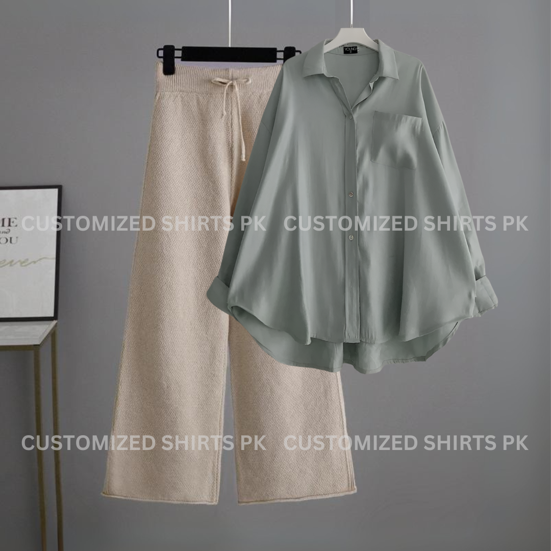 Grey Button Down & Beige Flapper