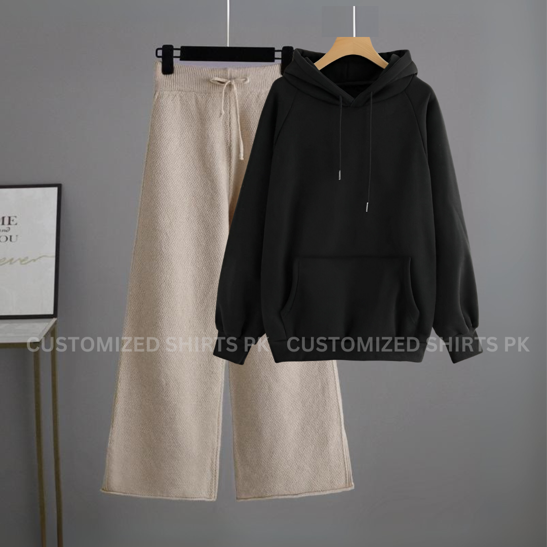 Black Hoodie & Beige Flapper