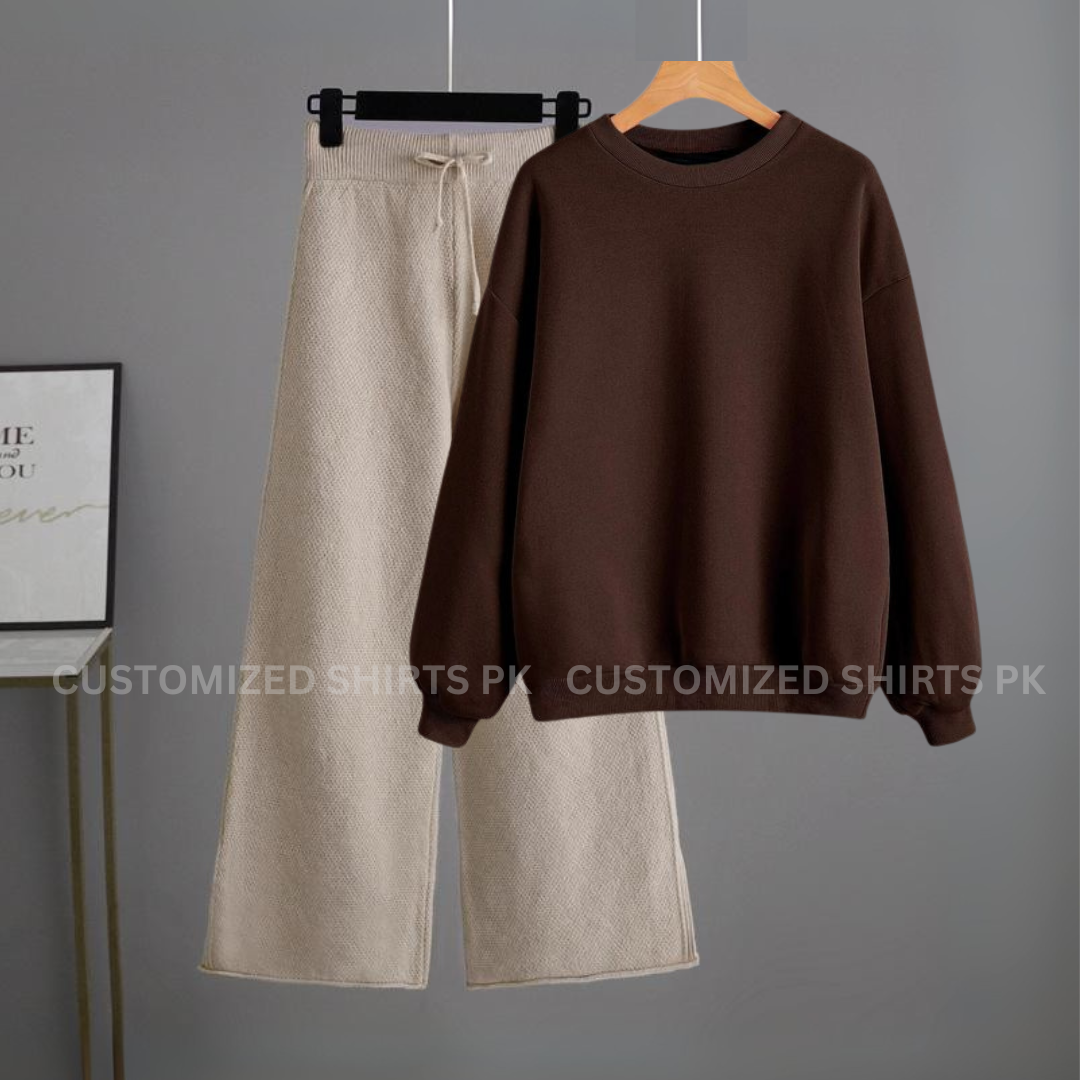 Basic Brown Sweatshirt & Beige Flapper