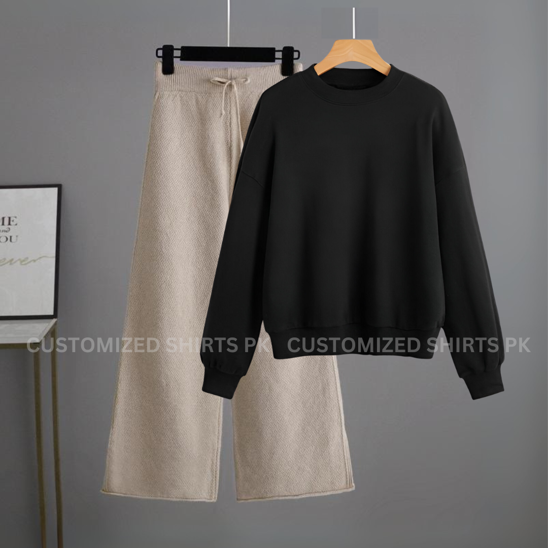 Basic Black Sweatshirt & Beige Flapper