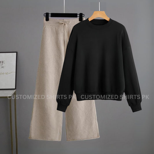 Basic Black Sweatshirt & Beige Flapper