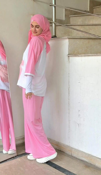LA 95 Pink V-Neck Oversized & Pink Flapper