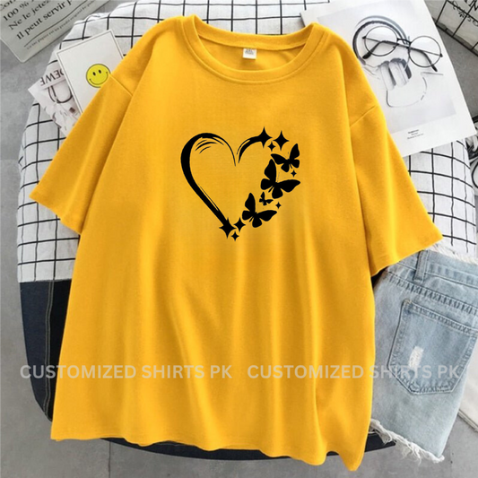 Butterflies Yellow Heart T-shirt