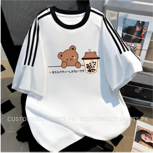 Cute Bear White Oversized T-shirt