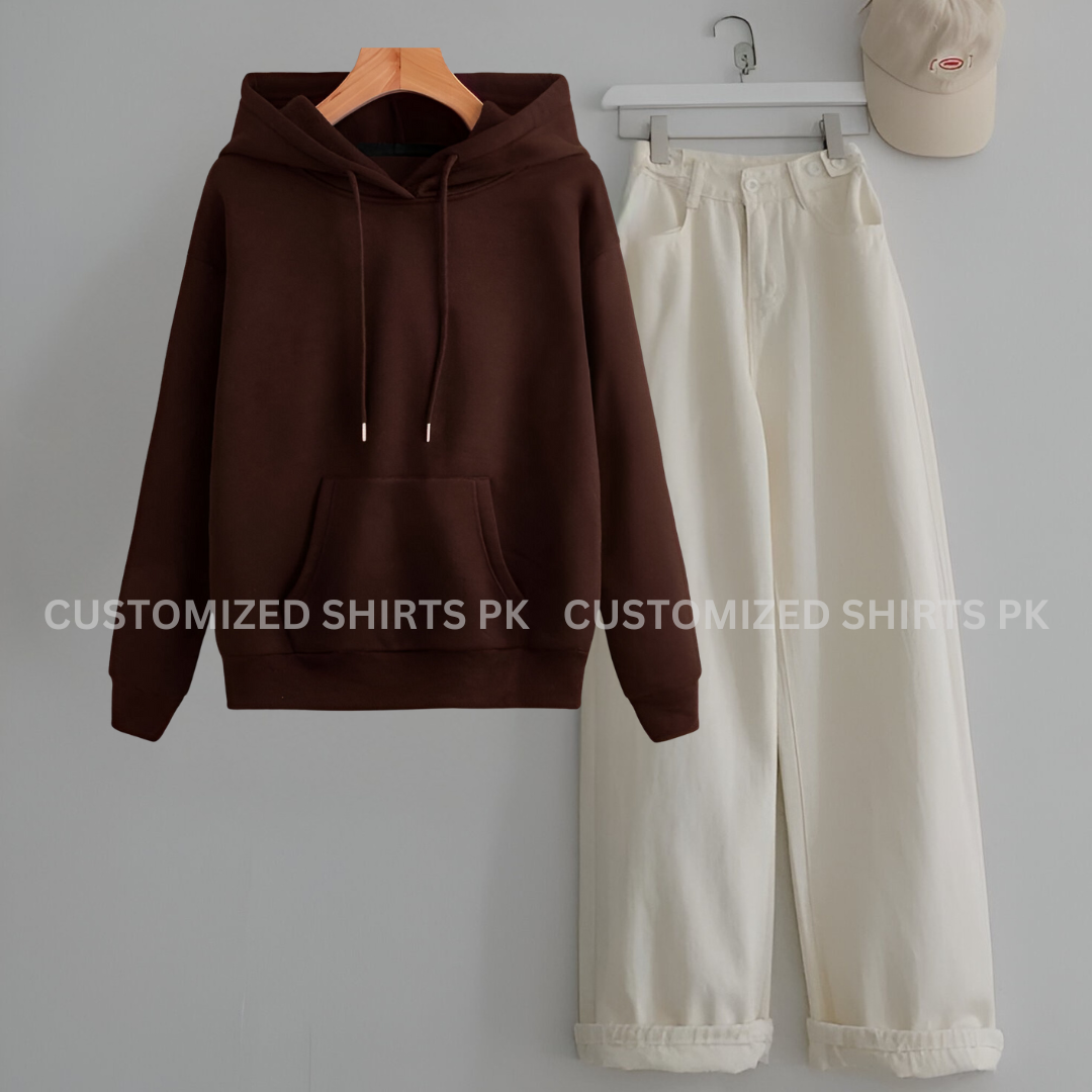 Brown Hoodie & Beige Jeans