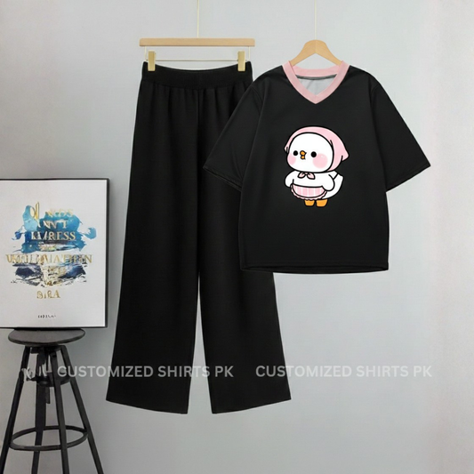 Cute Boss V-Neck Oversized & Black Flapper