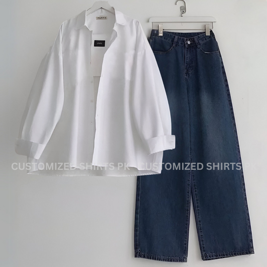 White Button Down Shirt With Navy Jeans