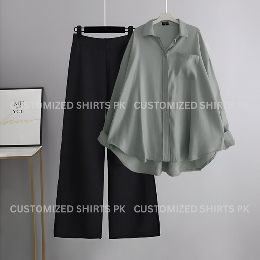 Grey Button Down & Black Flapper