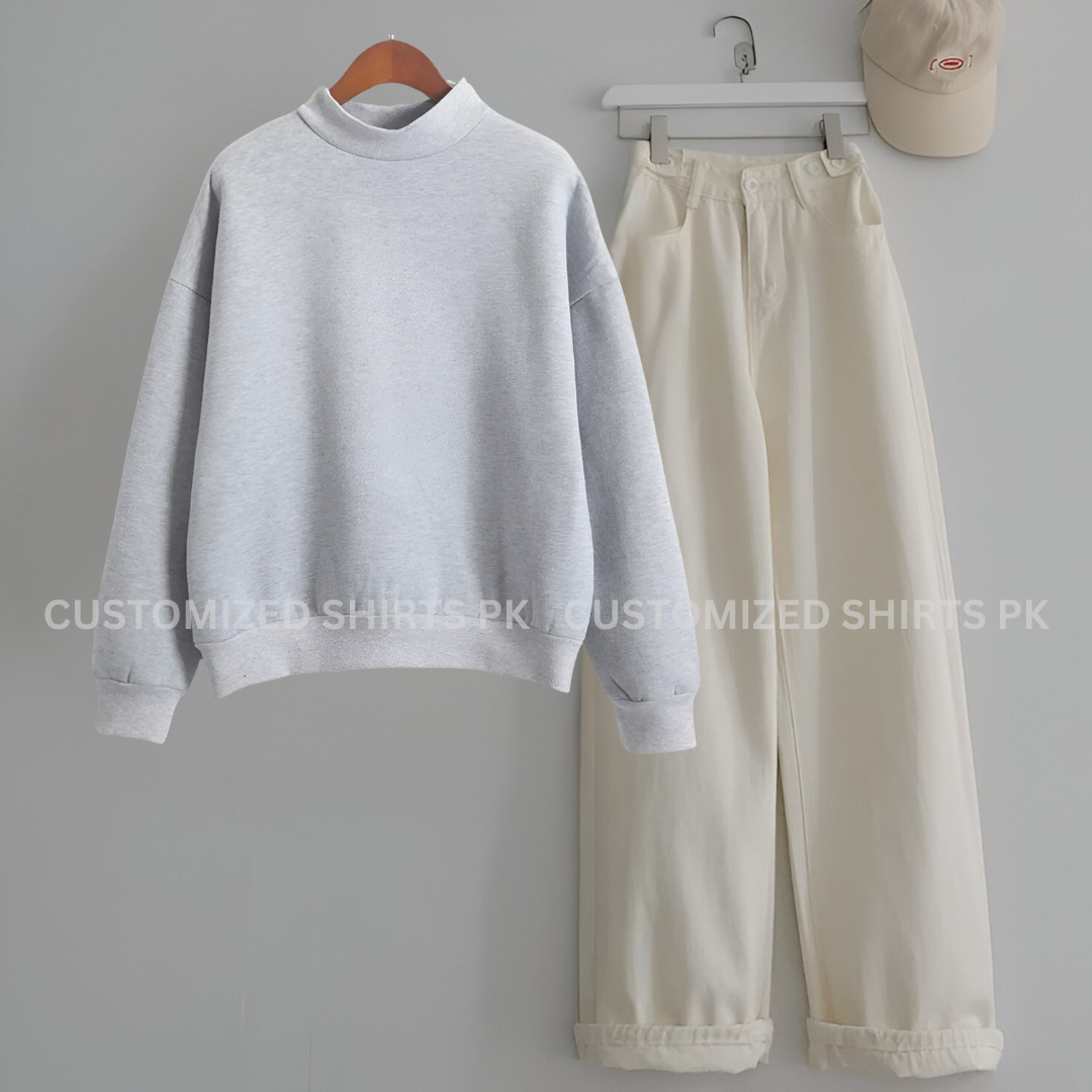 Grey Sweatshirt & Beige jeans