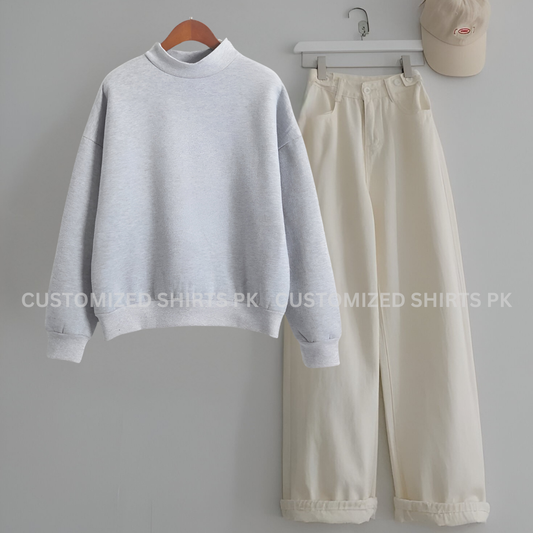 Grey Sweatshirt & Beige jeans