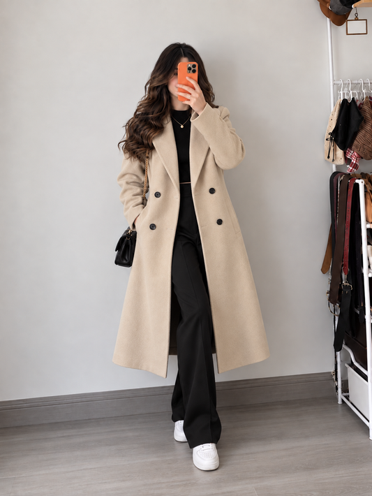 Elara Beige Long Coat