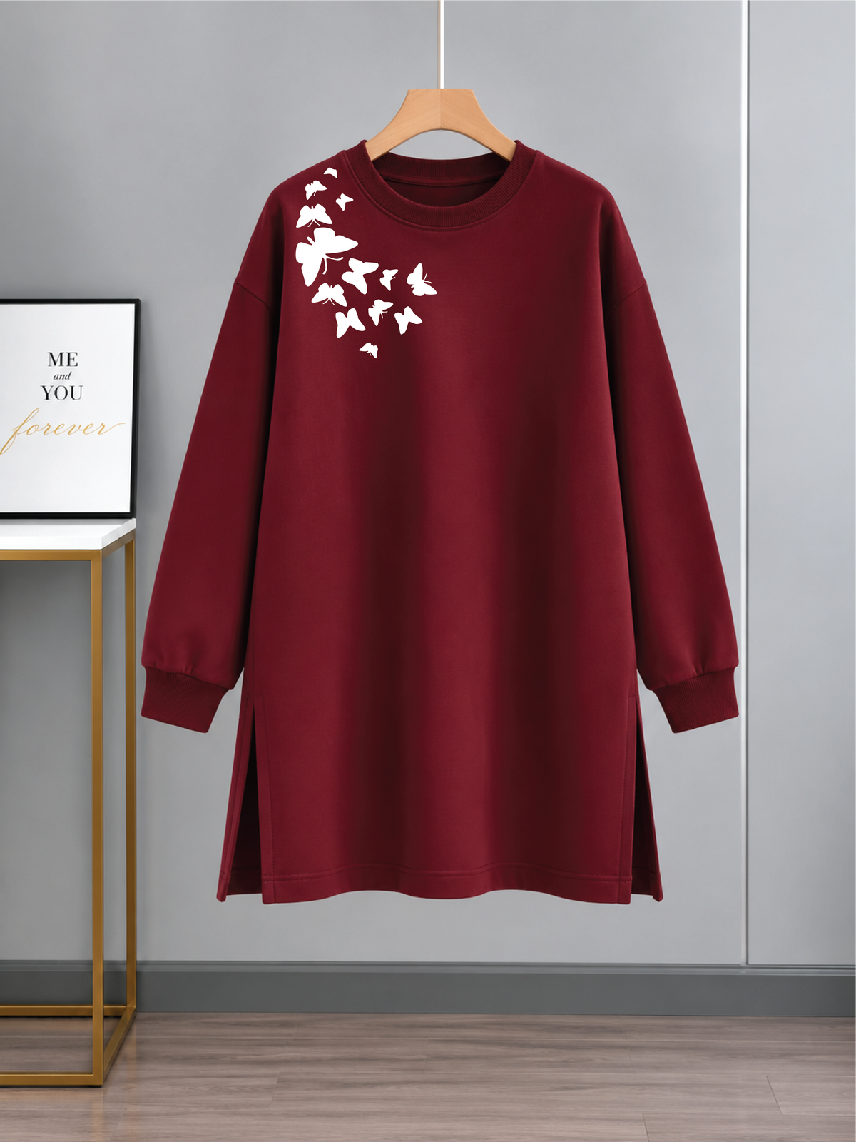 Butterflies Marron  Long Sweatshirt