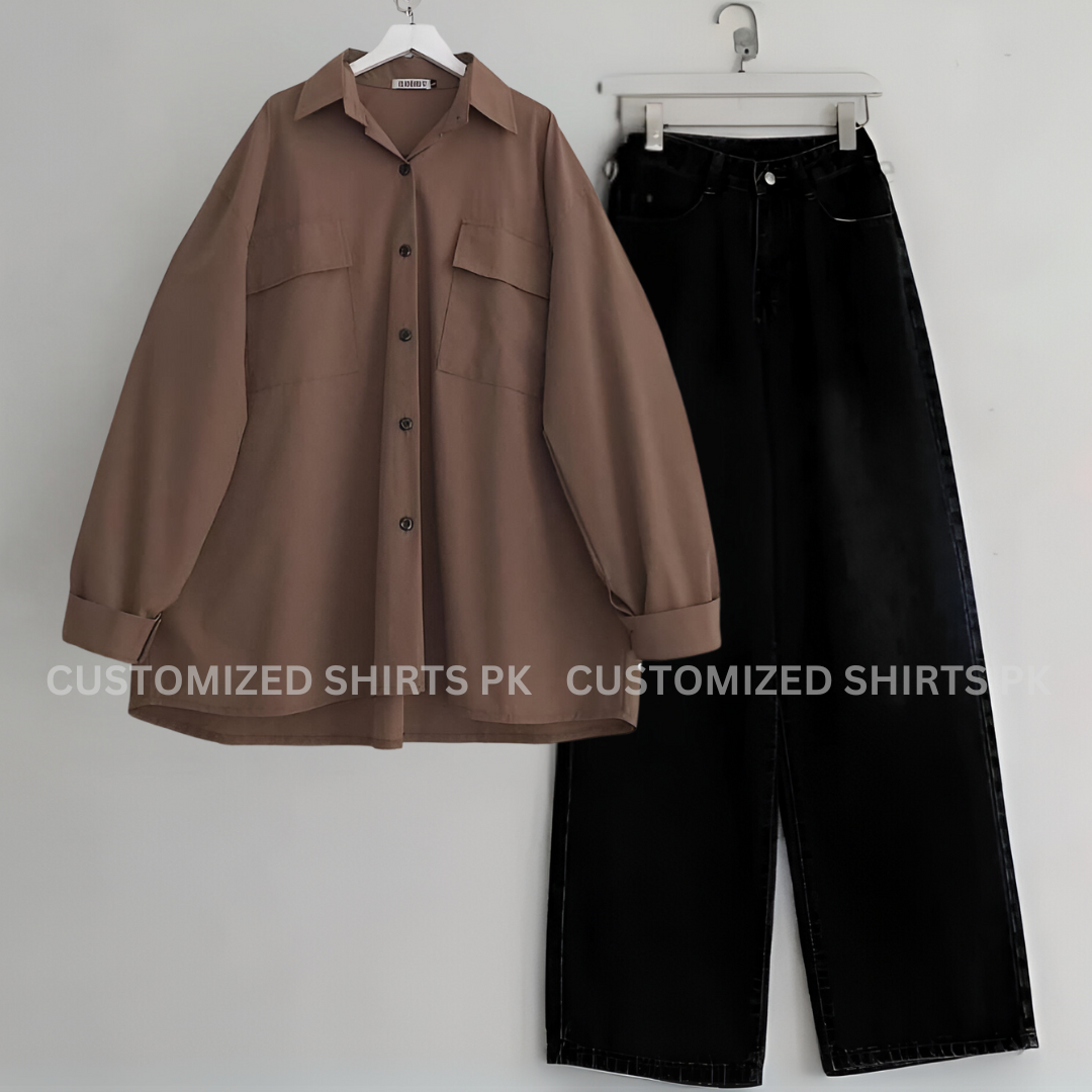 Brown Button Down Shirt With Black Jeans